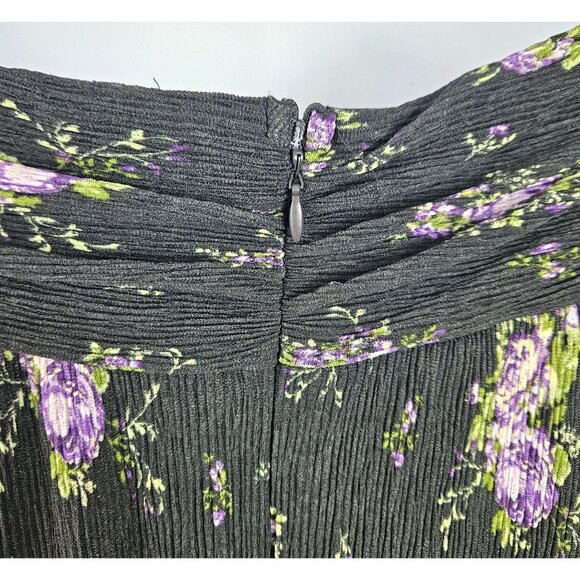 Womens Size M Black Floral Halter Neck Mini Dress Open Back Lined Sexy Party - Picture 8 of 11